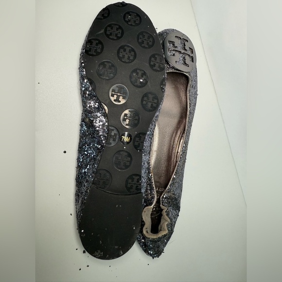 Tory Burch Reva sequin ballet flats Size 7.5  Logo Medallion - Picture 16 of 16